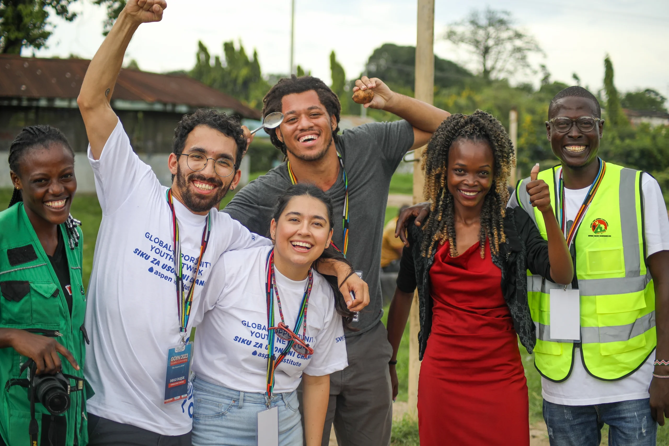 smiling group of diverse youth 